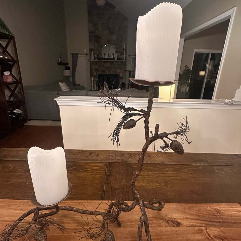 Rustic Brown Candle Holder Set